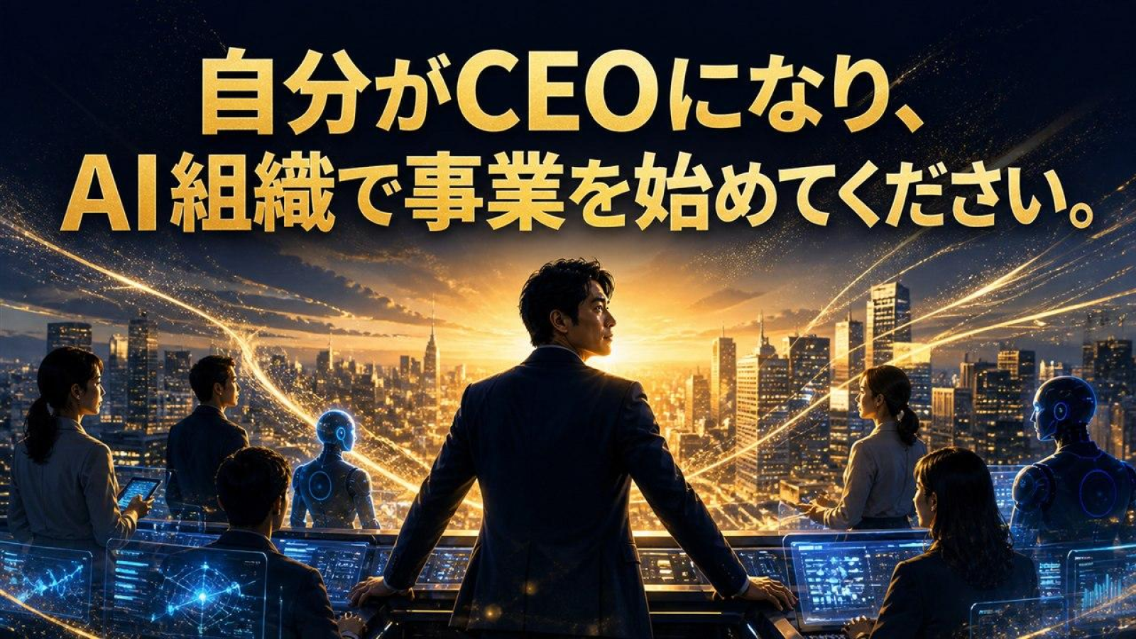 自分がCEOとなりAI組織で事業を始めることを示すセミナースライド