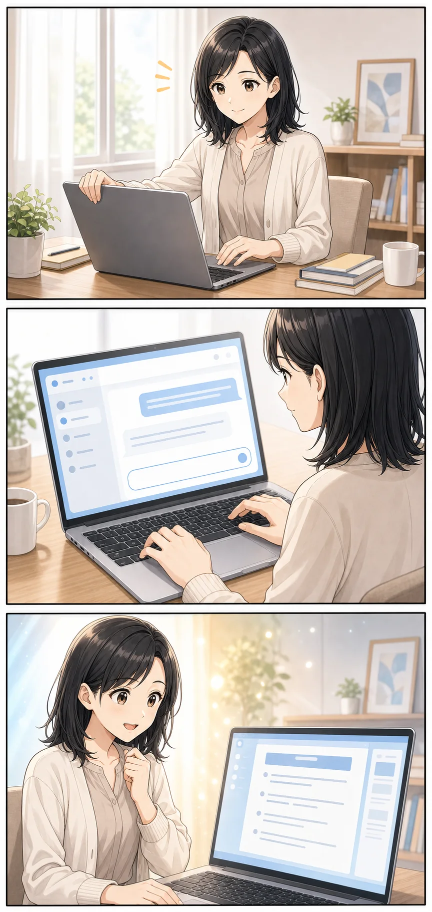 AIチャットを使って文章を作り、可能性を感じる美咲