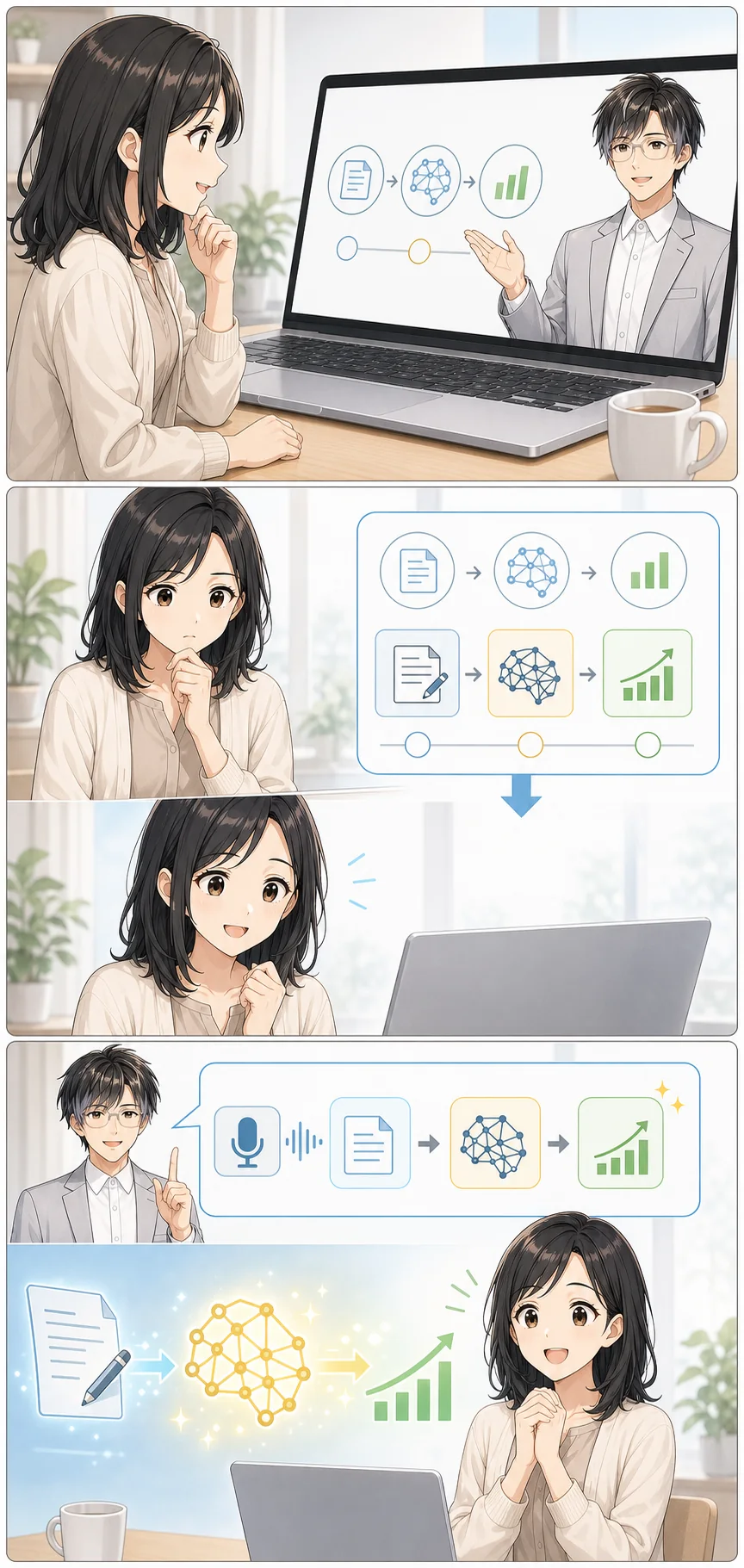 初心者の美咲が、兼子さんのAI実演を理解していく様子